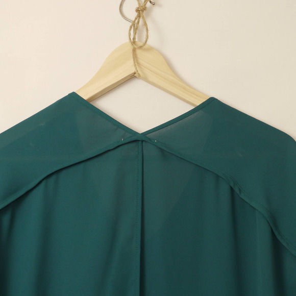 LUSH V-Neck Sheer Green/Blue Blouse Size S - Picture 5 of 7